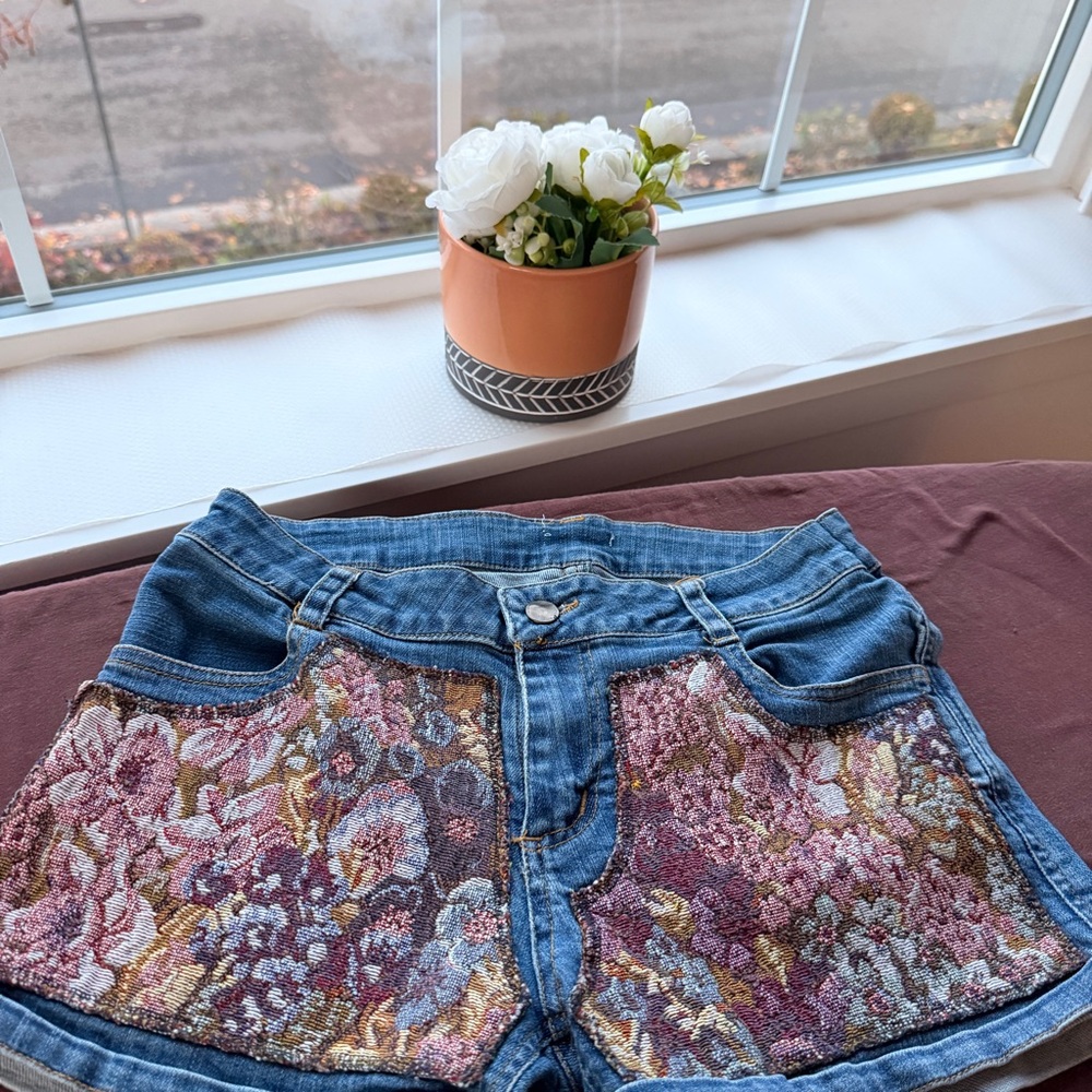Floral Denim Shorts